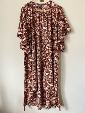TYSA Brown Floral bohemian Cottagecore 100% cotton kimono size 0/1